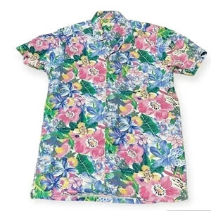 Vintage FAR‎ AFIELD short sleeve shirt women's floral 2 chest pocket cotton US M